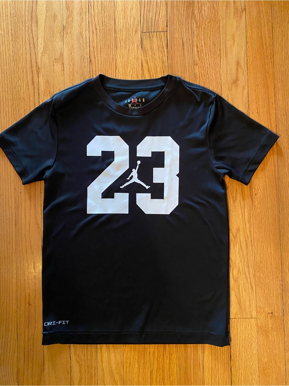 Boys size M Jordan Black Tee with White 23 Graphic